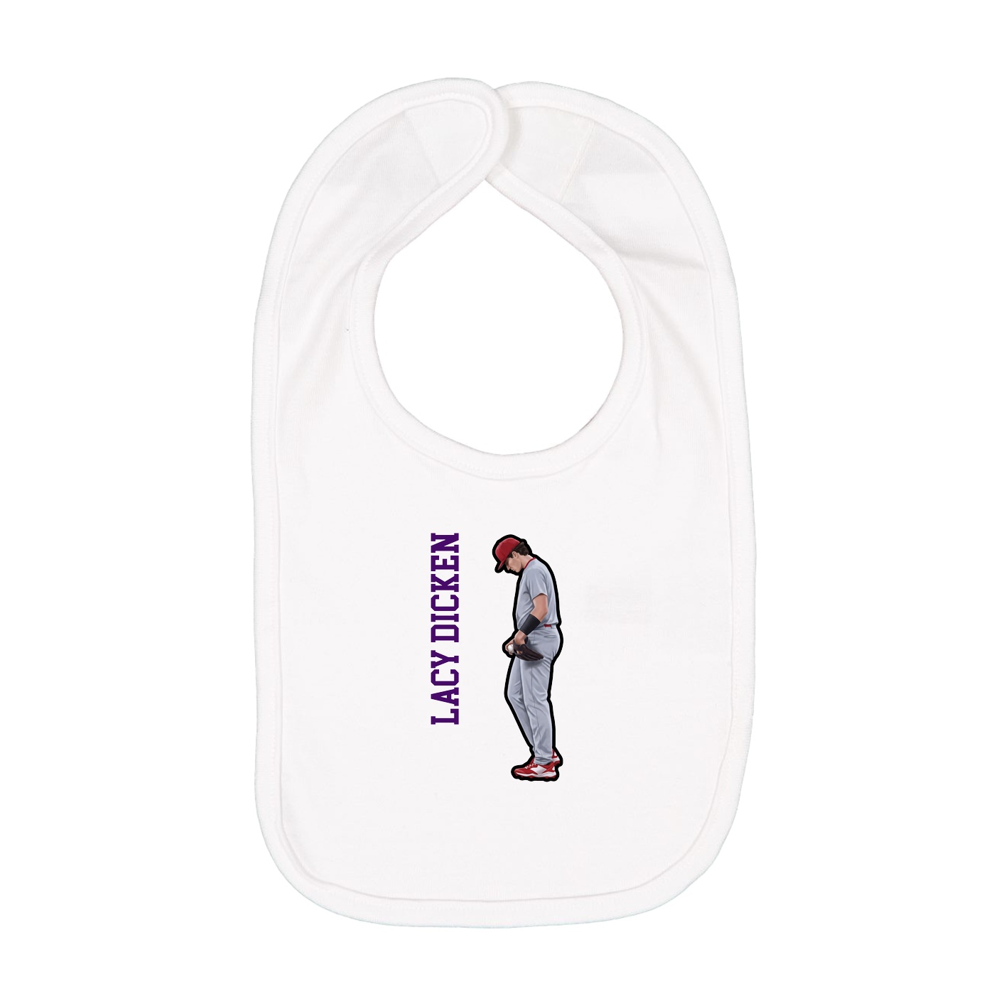 Infant Bib — Name Vertical in White