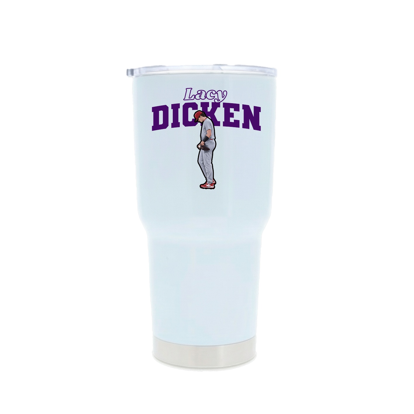 30oz Stainless Steel Tumbler — Name Arch in White