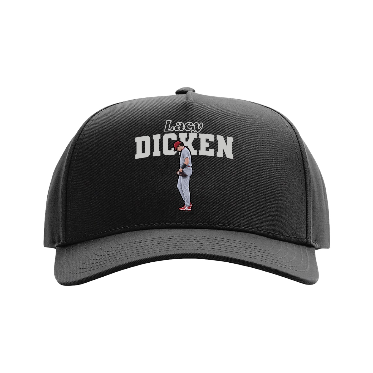 Full Fabric Five-Panel Champ Cap — Name Arch in Black