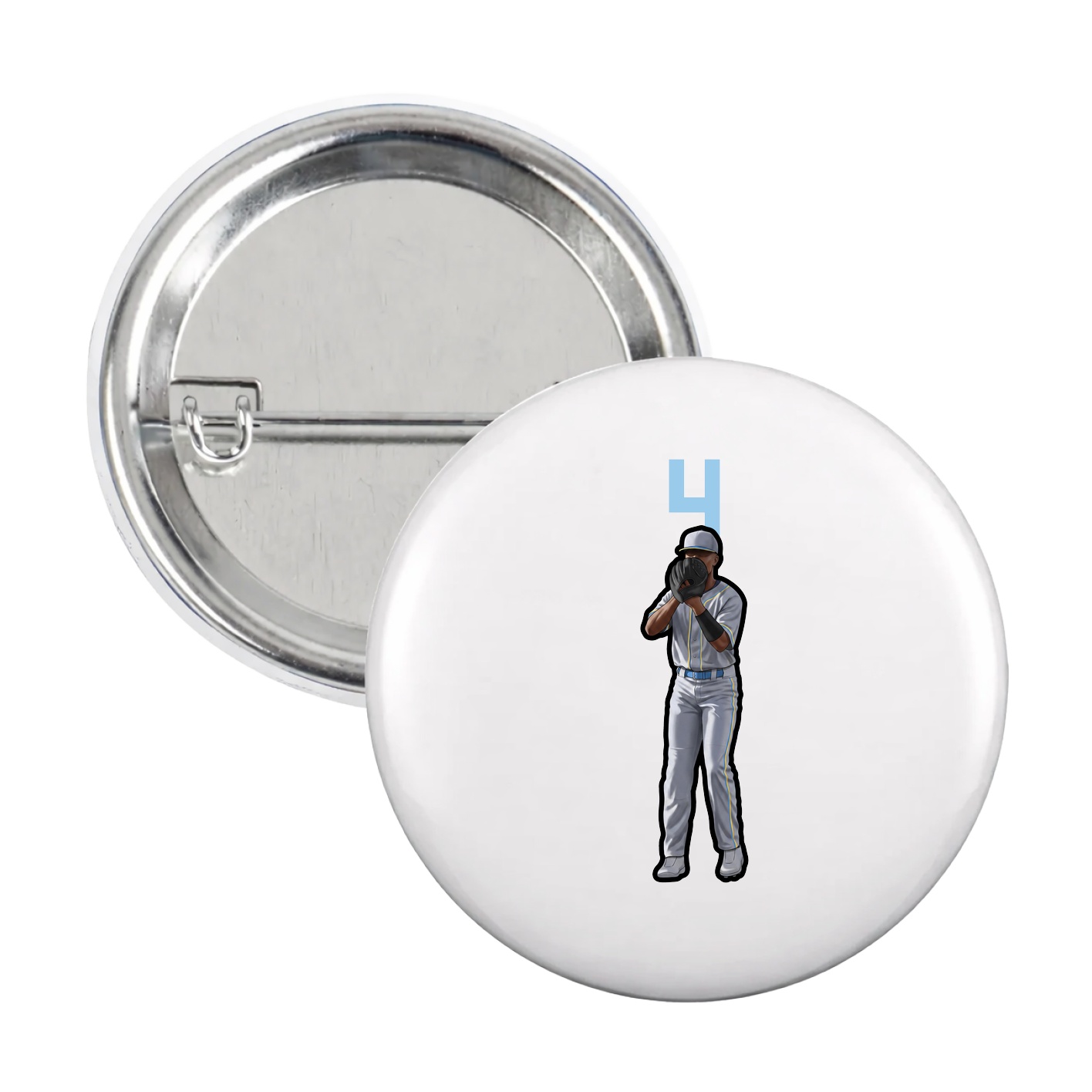 Game Day Button — Number Top in White