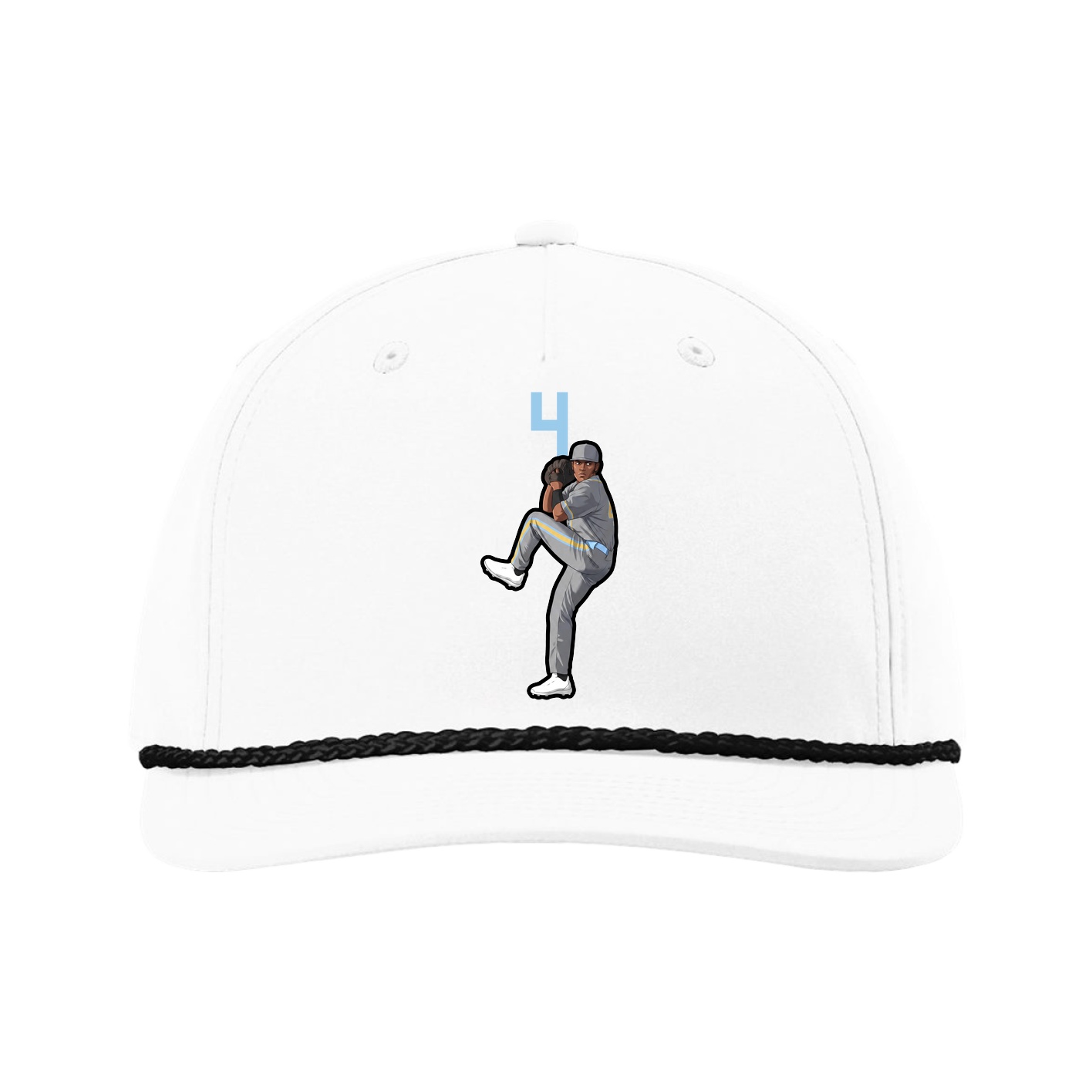 Five-Panel Classic Rope Cap — Number Top in White
