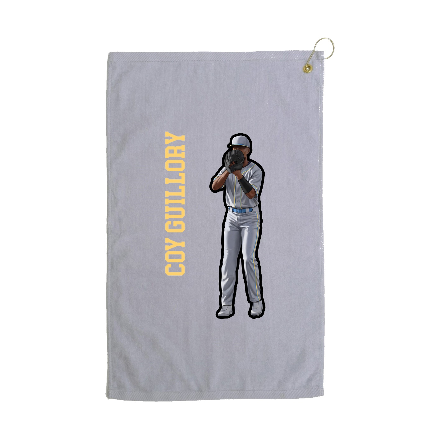 Golf Towel — Name Vertical in Grey