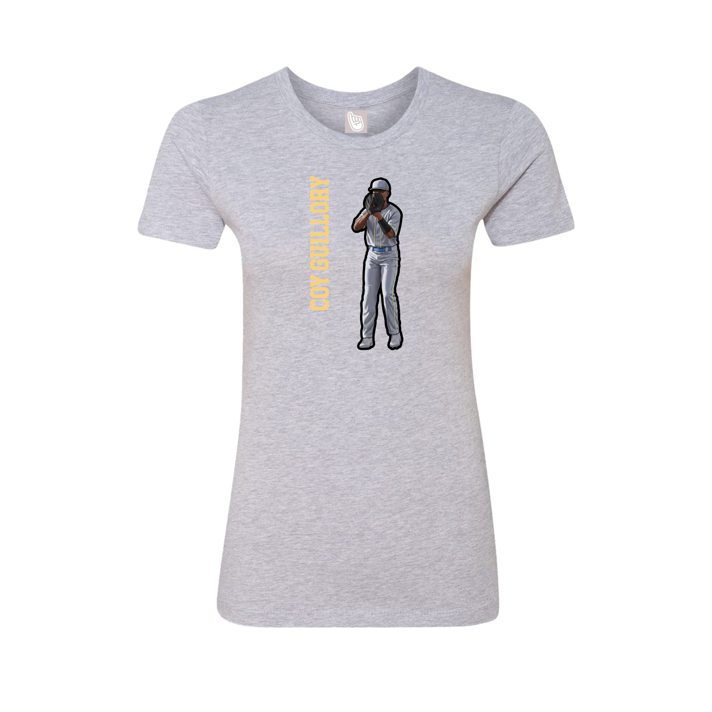 Fitted Women's Tee — Name Vertical in Grey