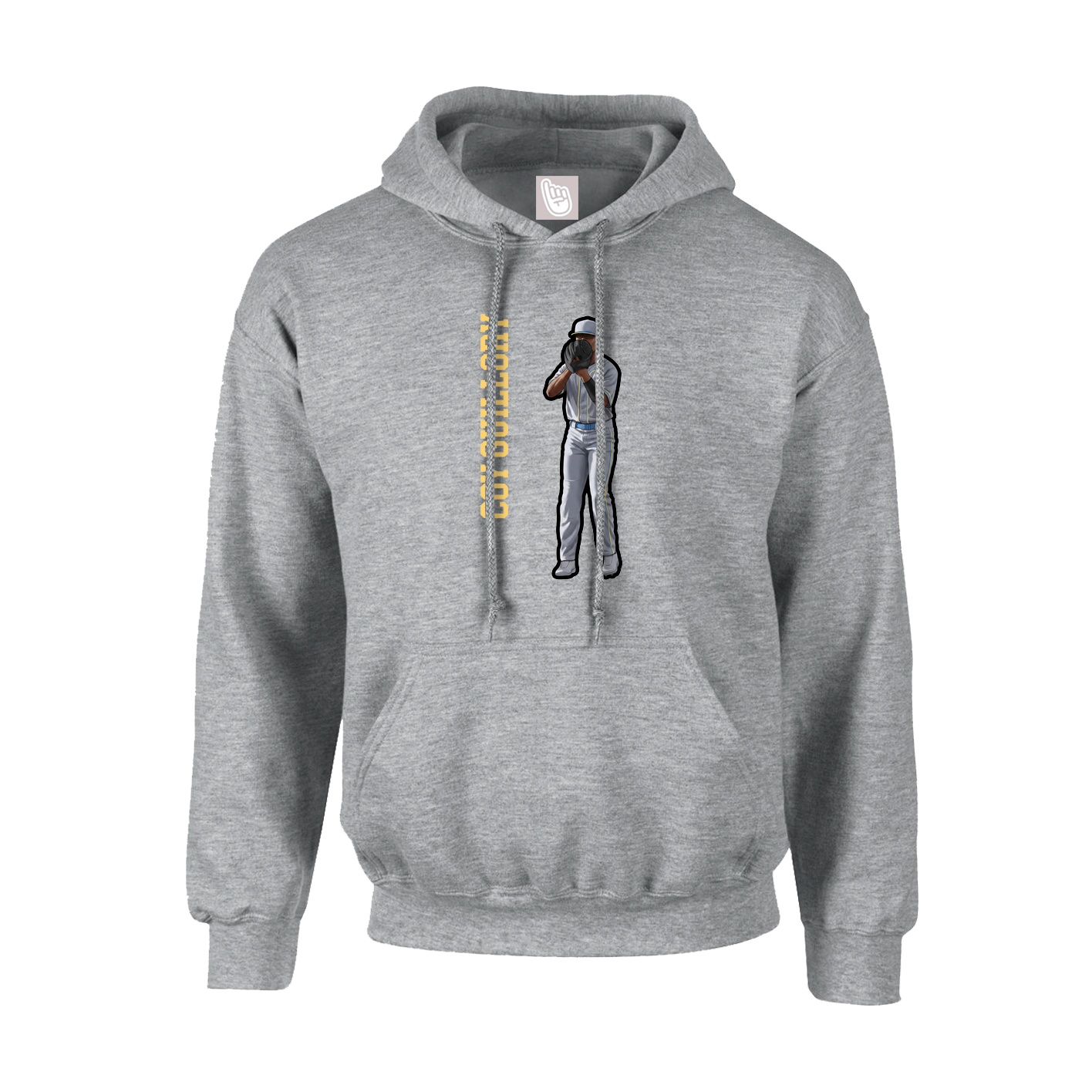 Youth Hoodie — Name Vertical in Grey