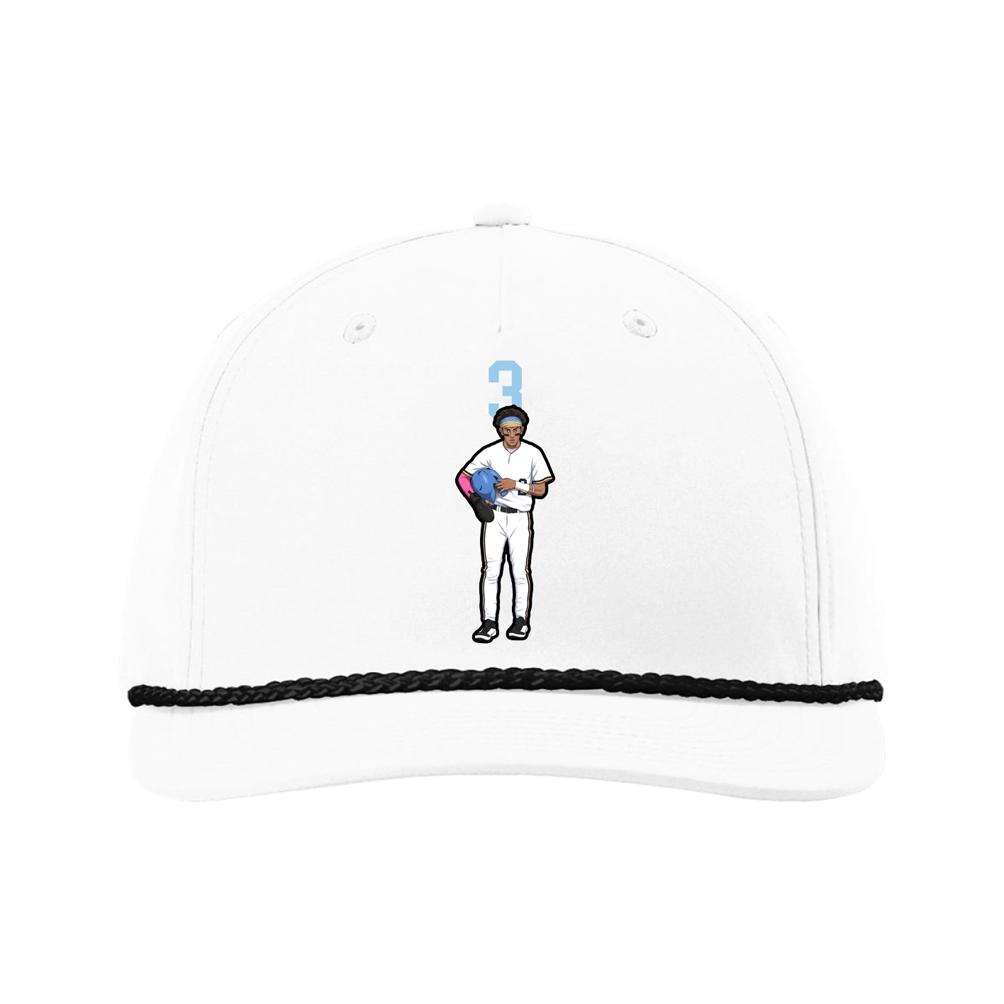 Five-Panel Classic Rope Cap — Number Top in White