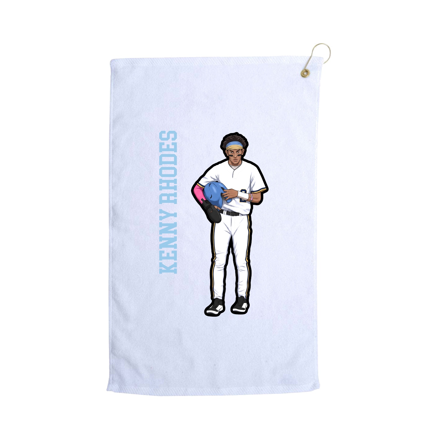 Golf Towel — Name Vertical in White