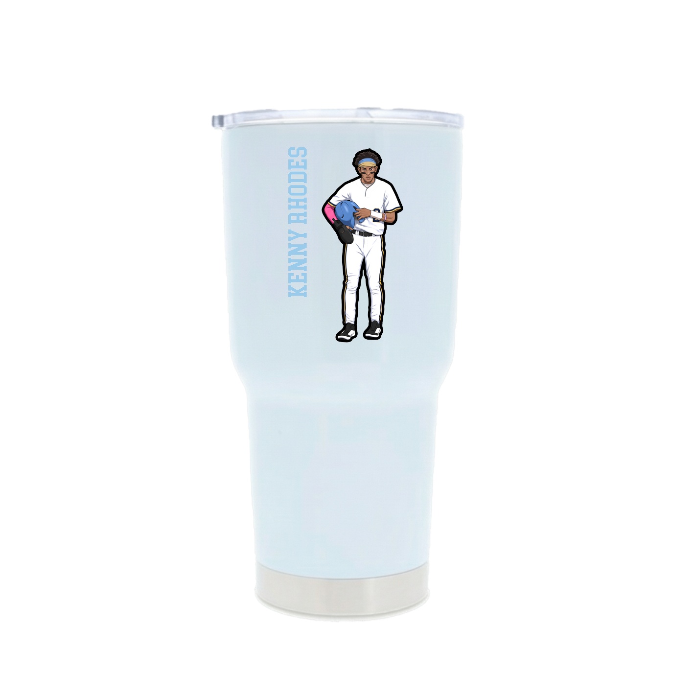 30oz Stainless Steel Tumbler — Name Vertical in White