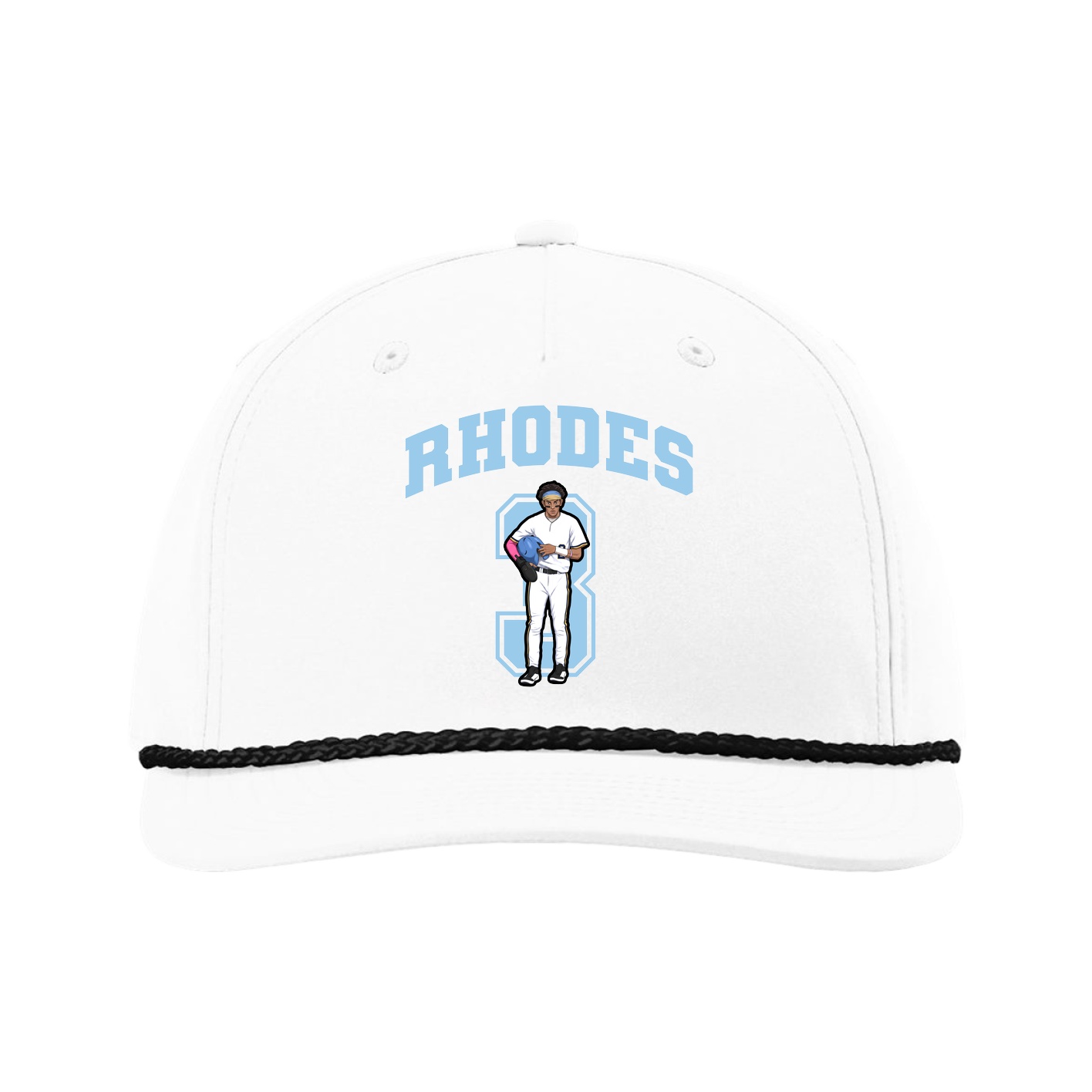 Five-Panel Classic Rope Cap — Number in White