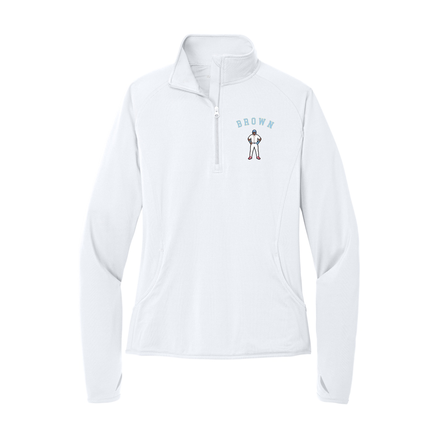Women's Q-Zip Pullover — Shirsey Arch in White