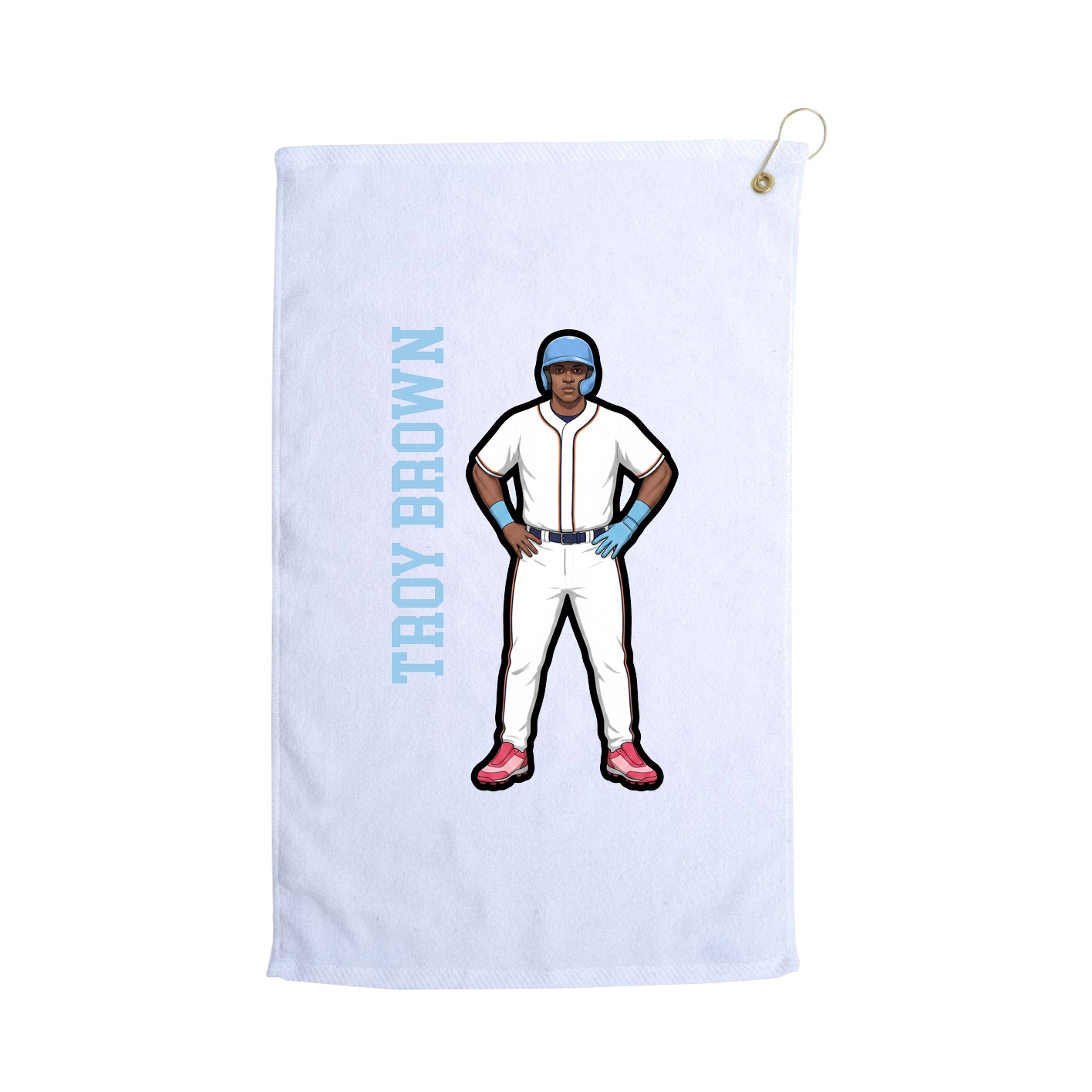 Golf Towel — Name Vertical in White