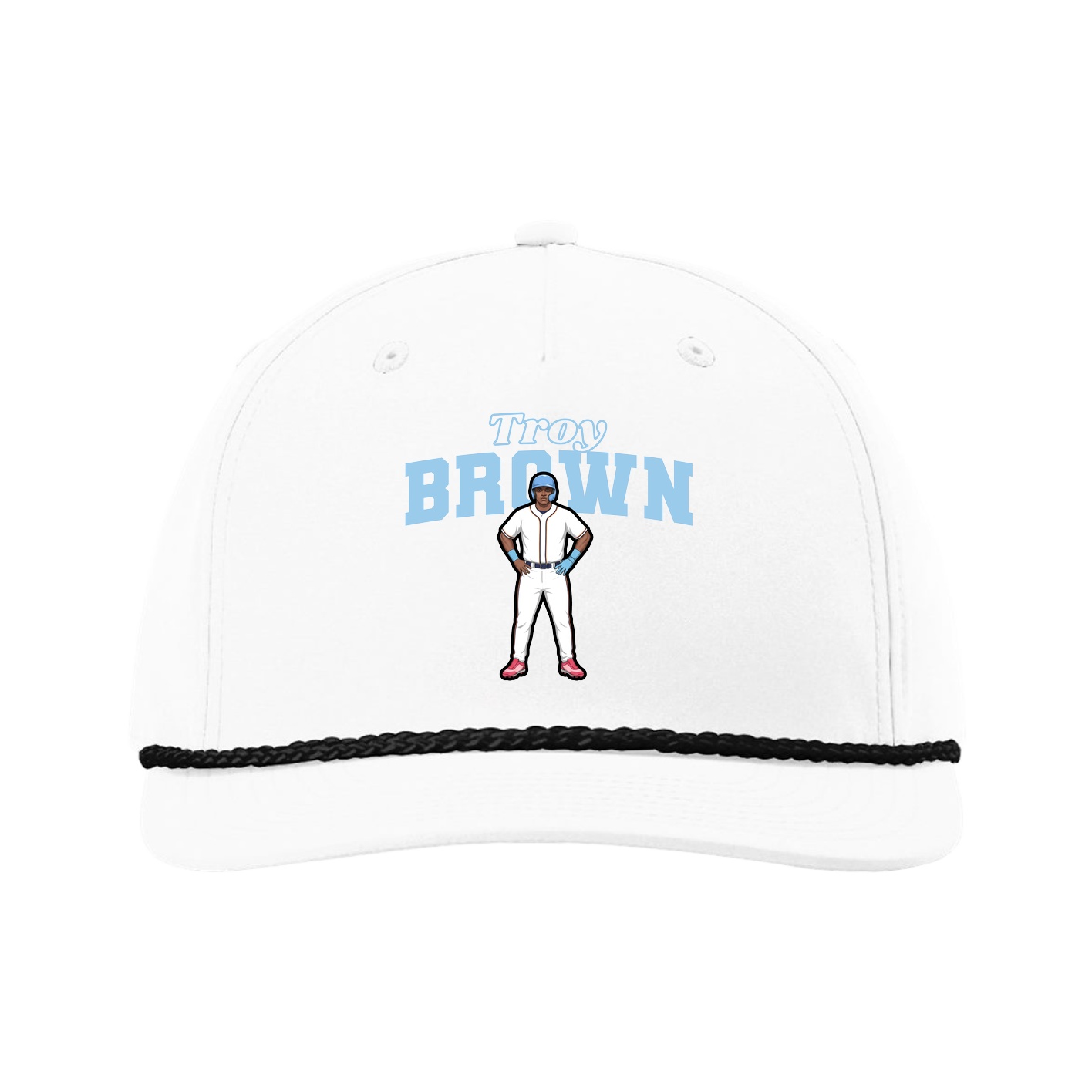 Five-Panel Classic Rope Cap — Name Arch in White