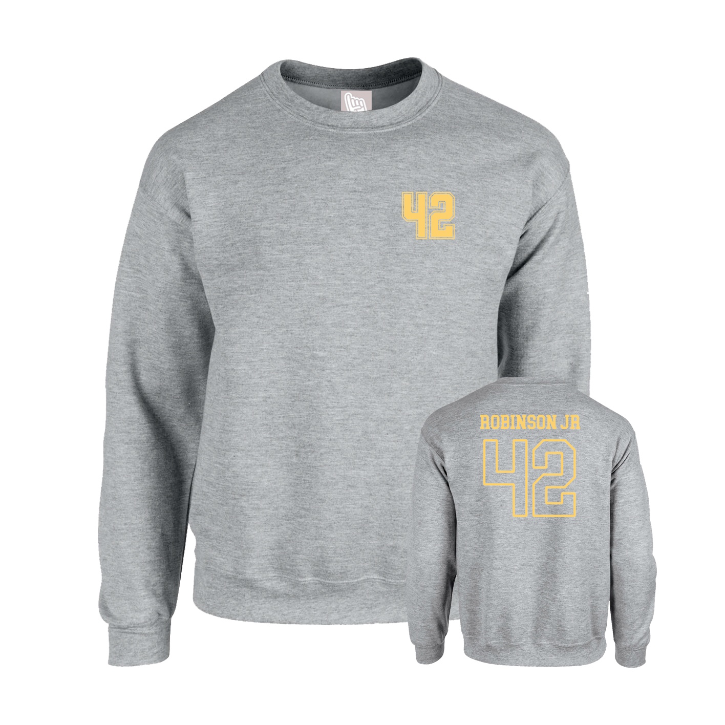 Fleece Crew — Chest Back in Grey