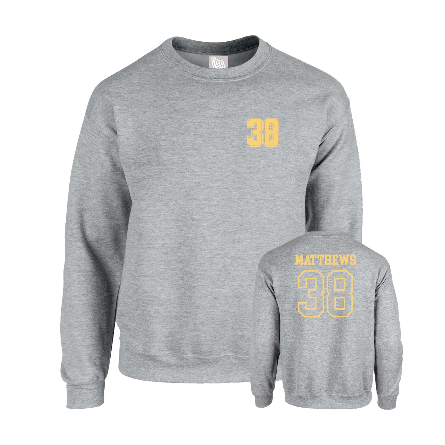 Fleece Crew — Chest Back in Grey