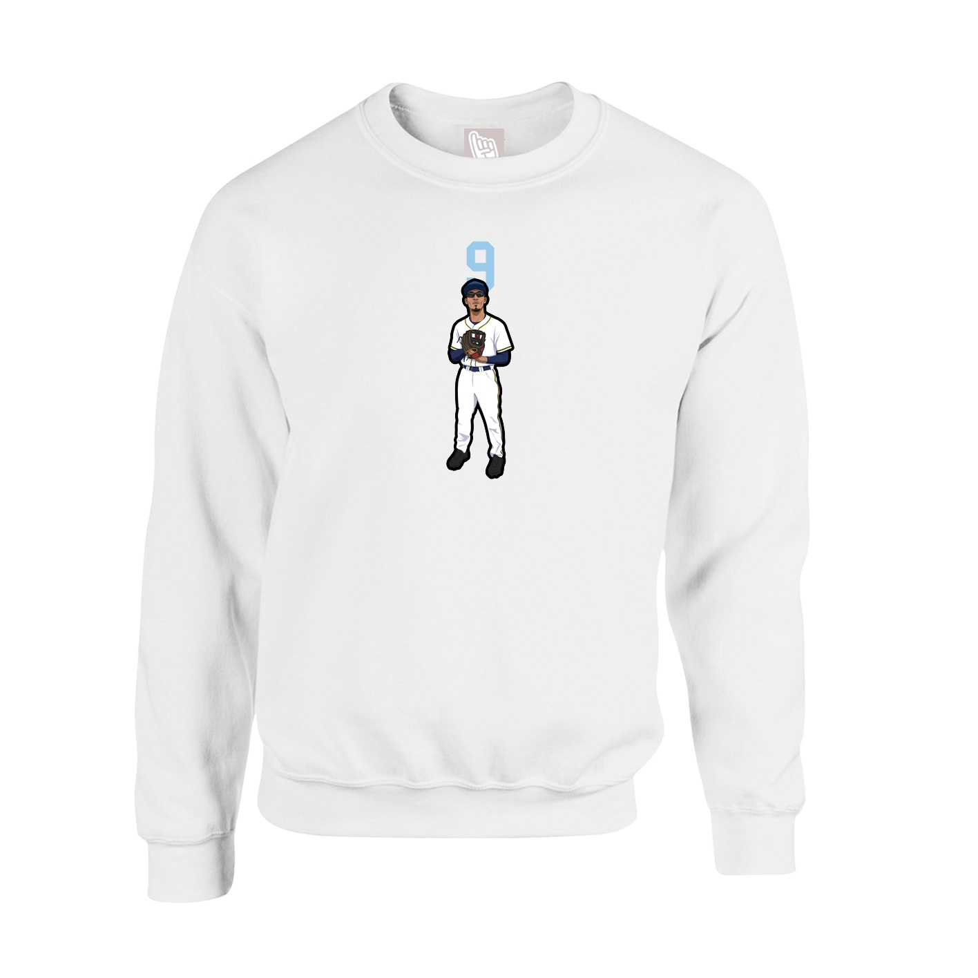 Fleece Crew — Number Top in White