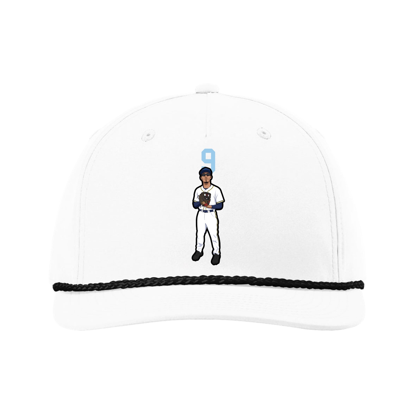 Five-Panel Classic Rope Cap — Number Top in White