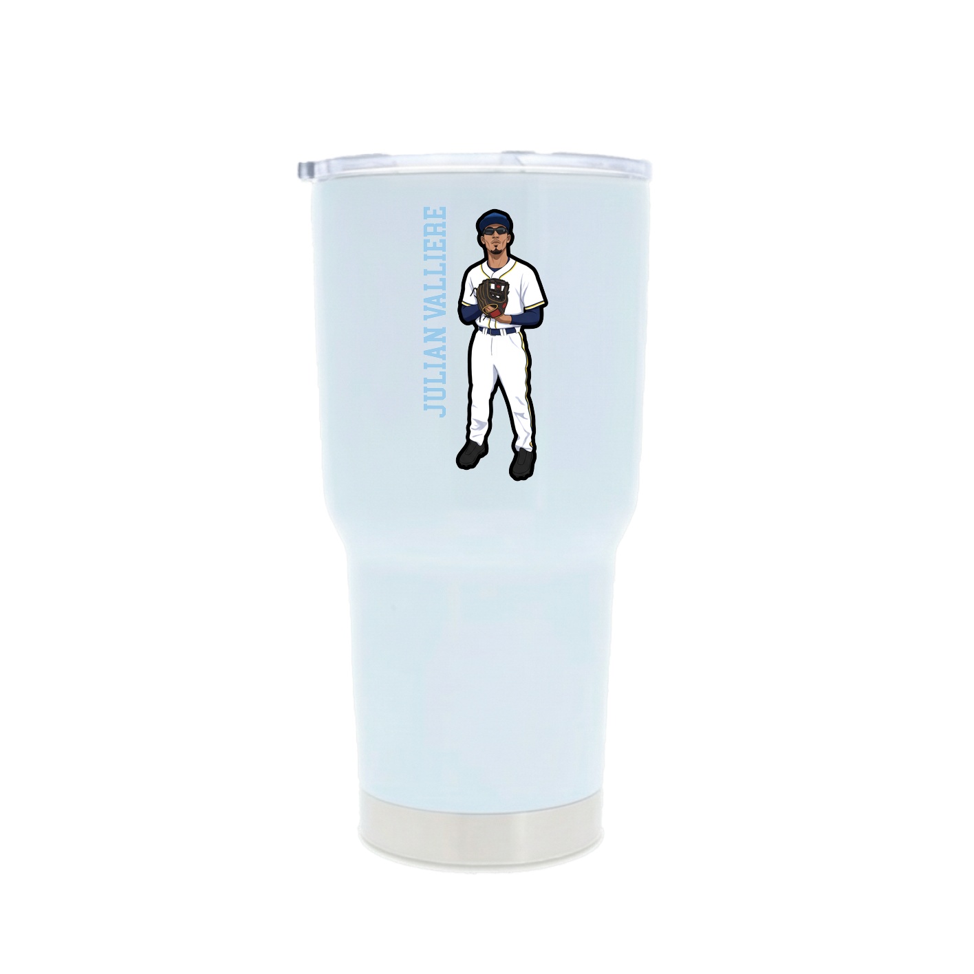 30oz Stainless Steel Tumbler — Name Vertical in White