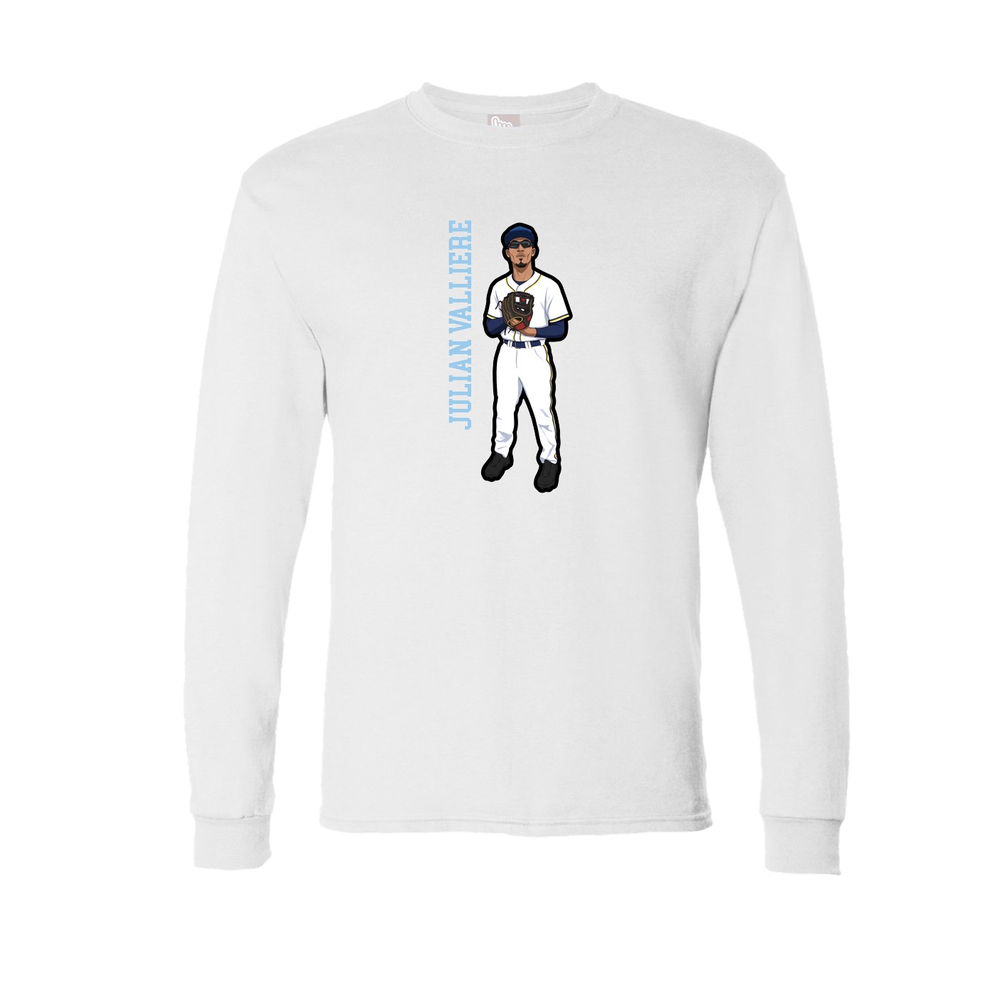 Long Sleeve Tee — Name Vertical in White