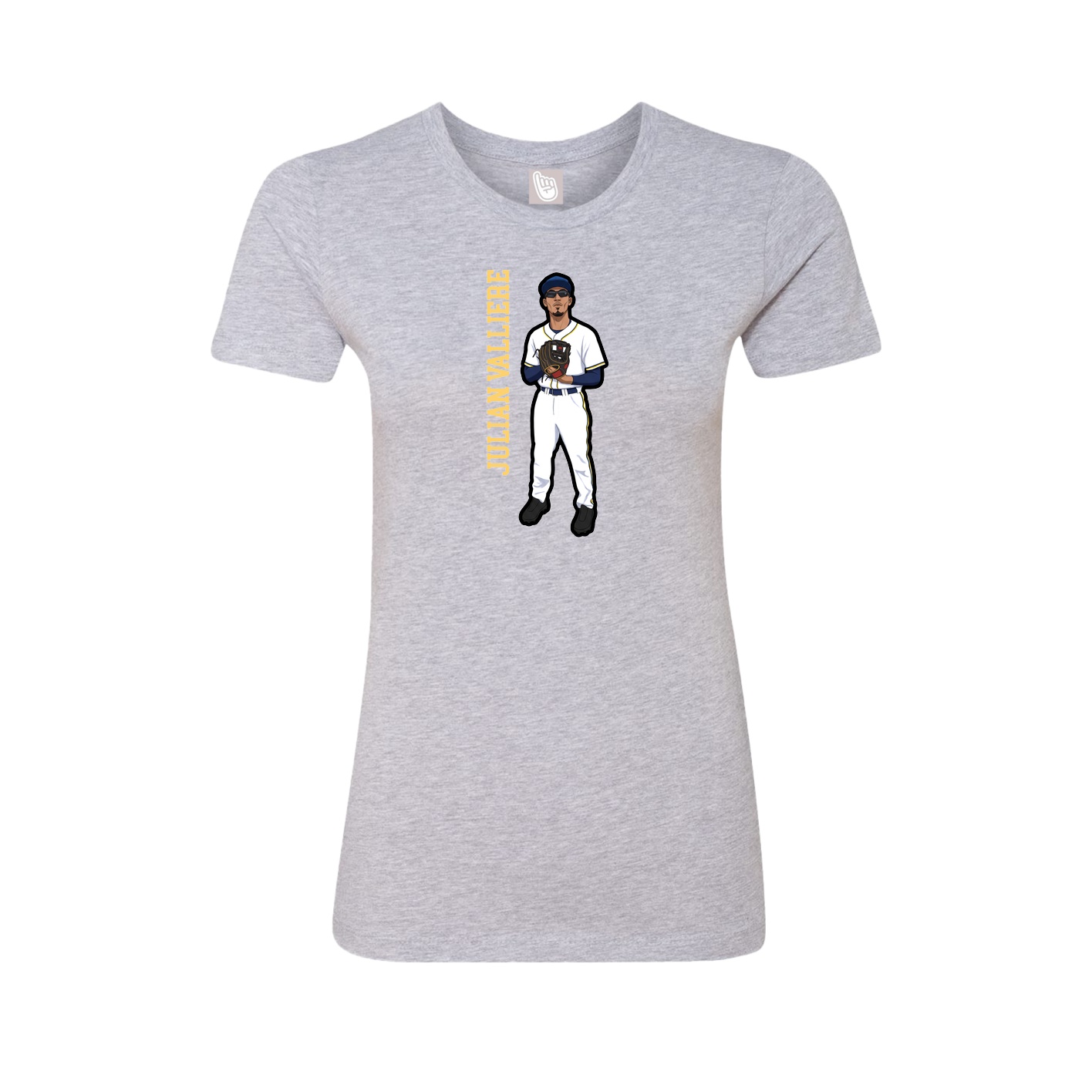 Fitted Women's Tee — Name Vertical in Grey