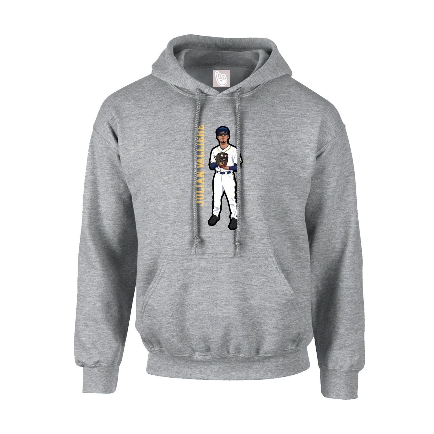 Hoodie — Name Vertical in Grey