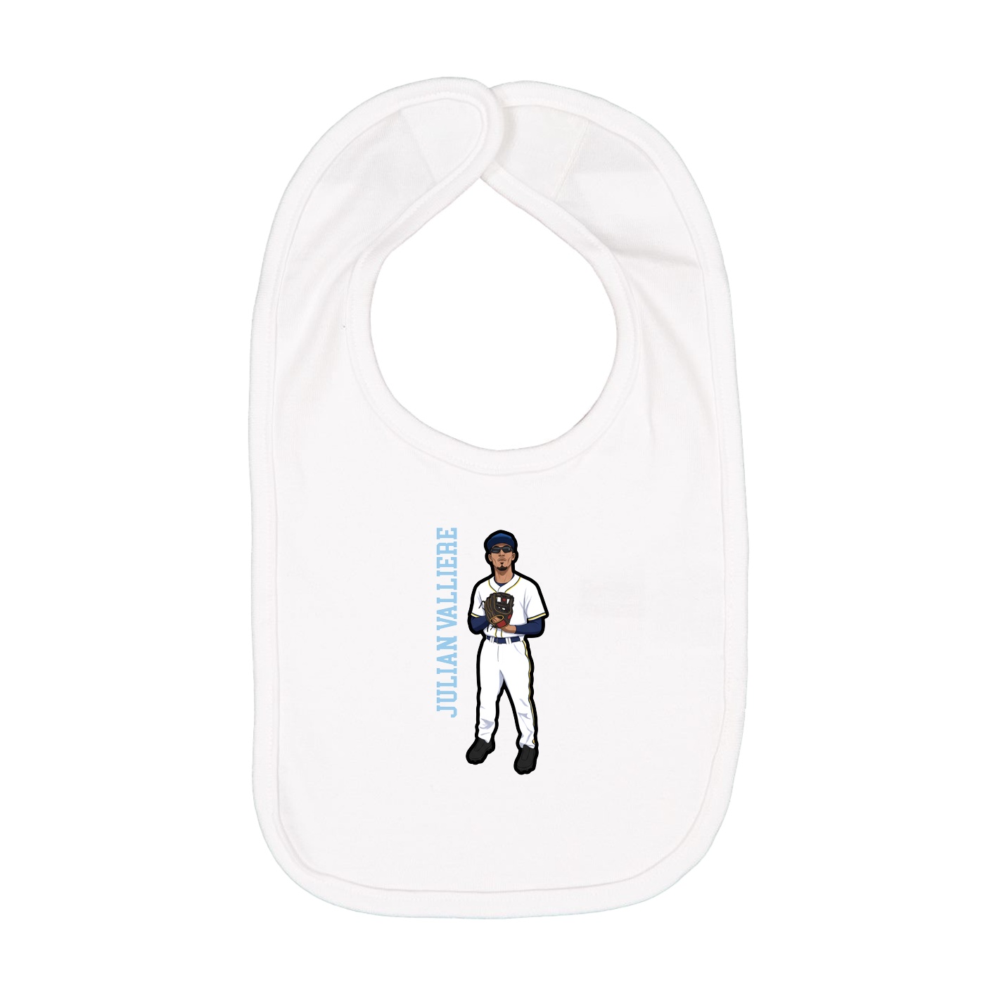 Infant Bib — Name Vertical in White