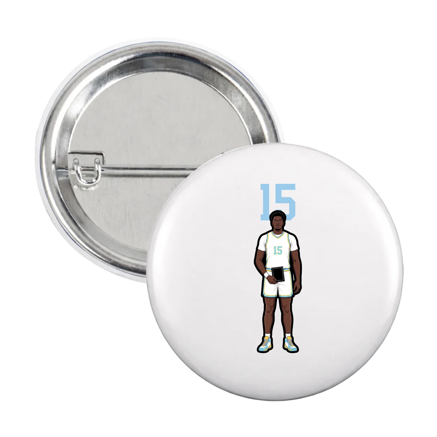 Game Day Button — Number Top in White