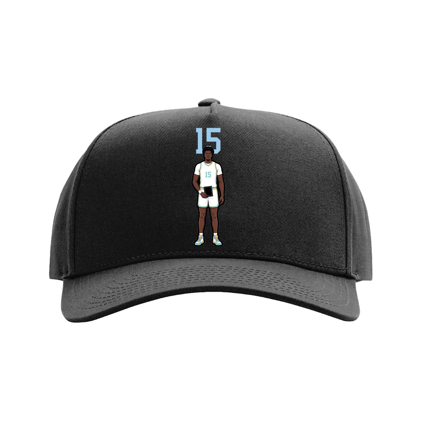 Full Fabric Five-Panel Champ Cap — Number Top in Black