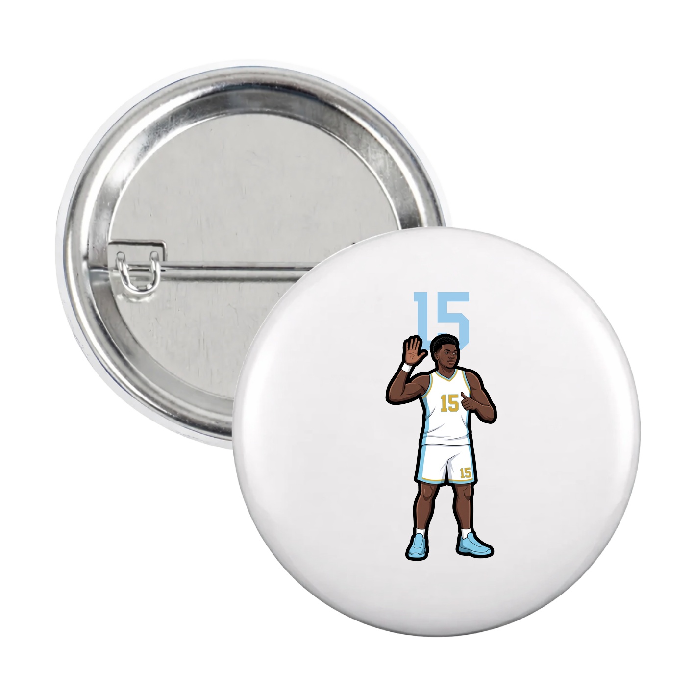 Game Day Button — Number Top in White