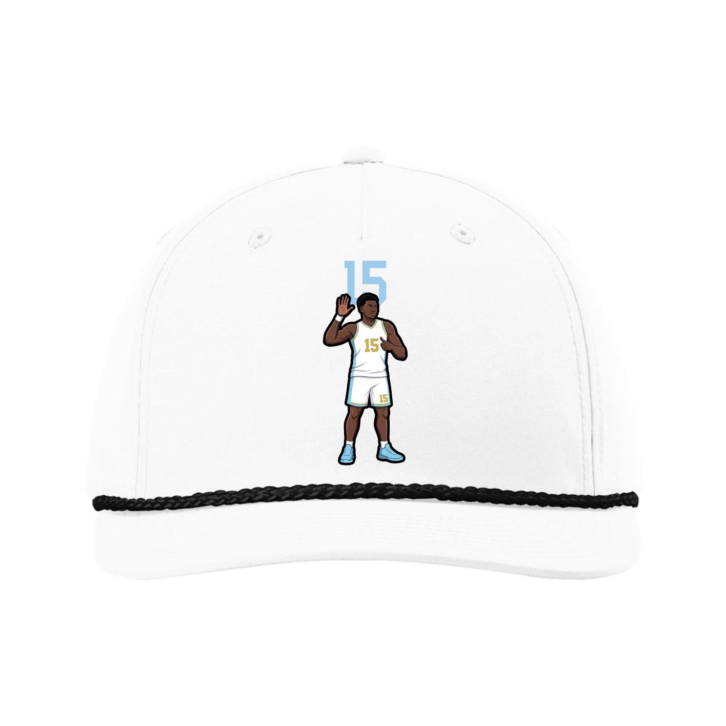 Five-Panel Classic Rope Cap — Number Top in White