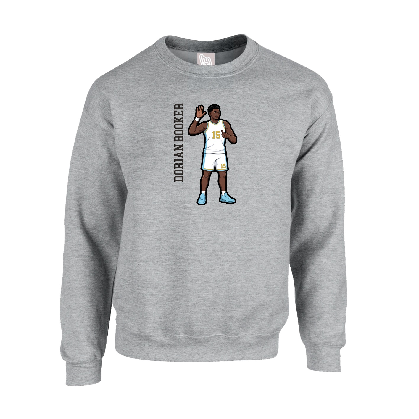 Fleece Crew — Name Vertical in Grey
