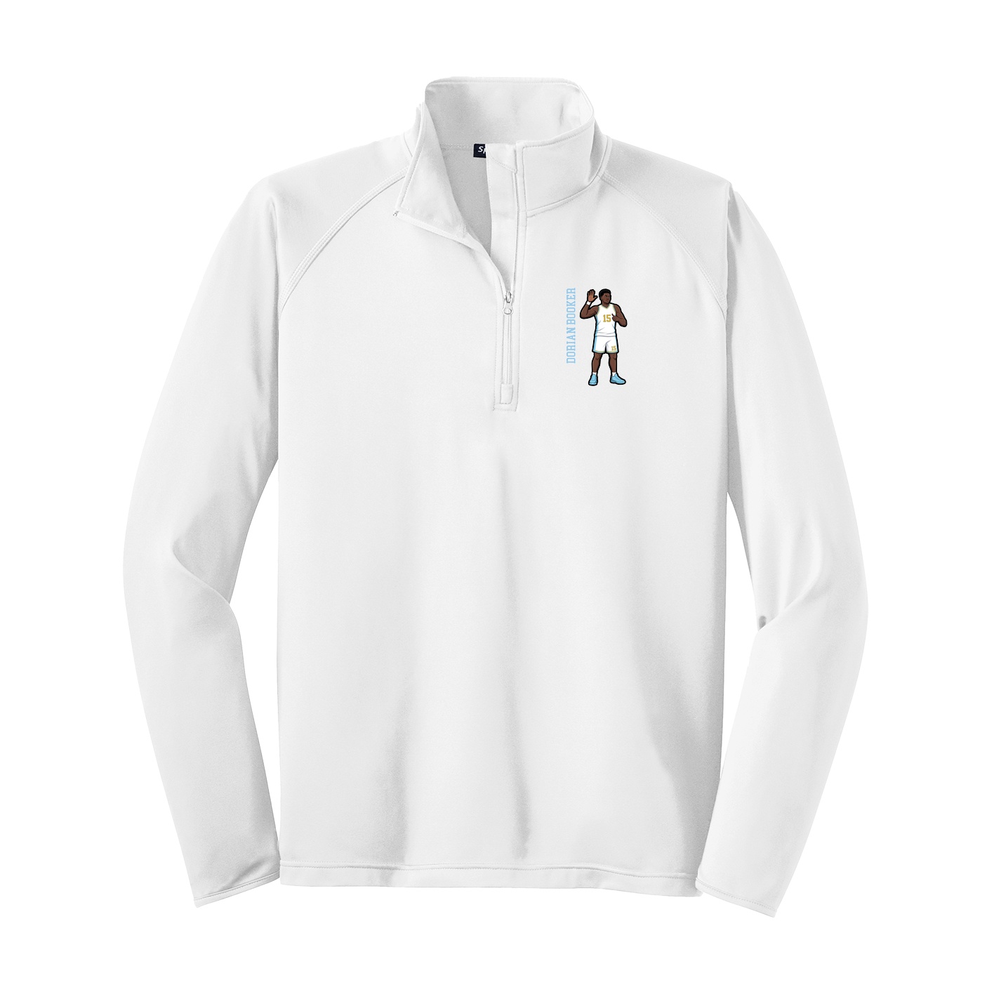 Q-Zip Pullover — Name Vertical in White