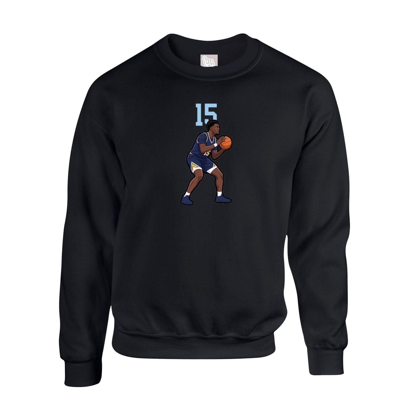 Fleece Crew — Number Top in Black