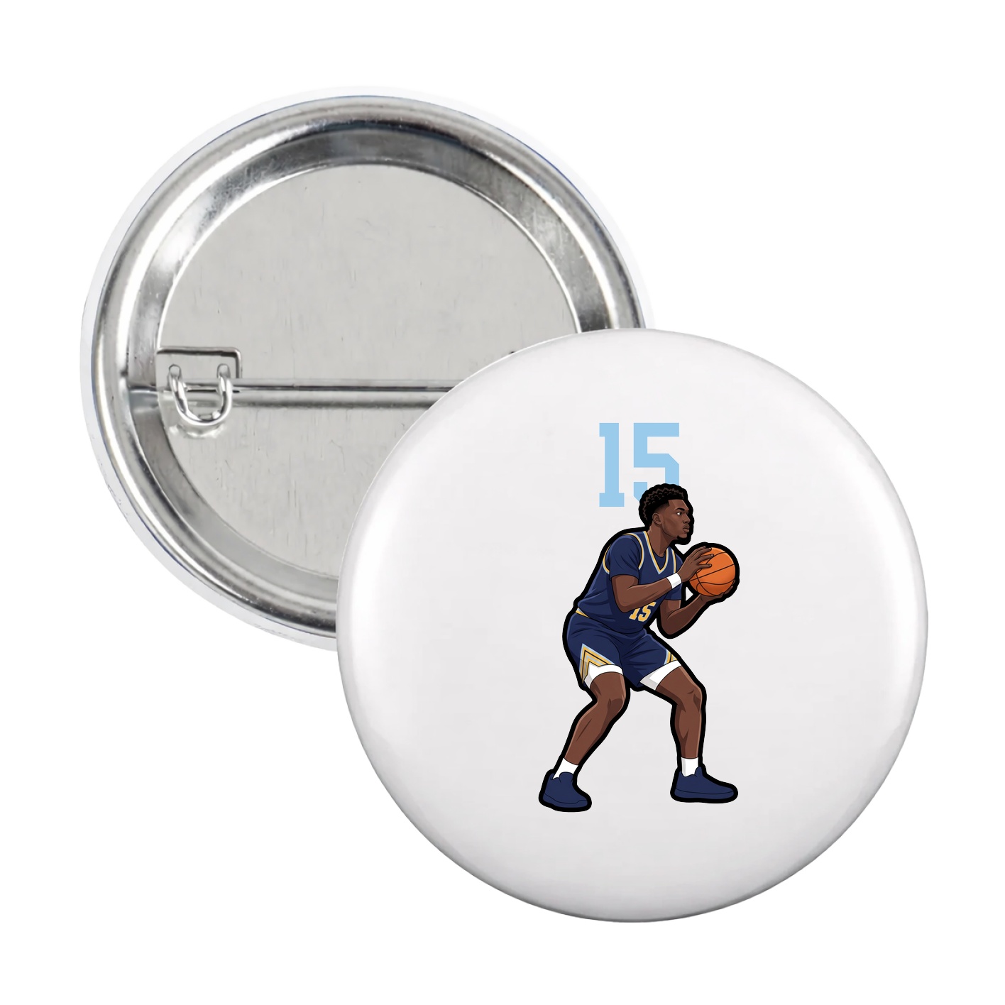 Game Day Button — Number Top in White
