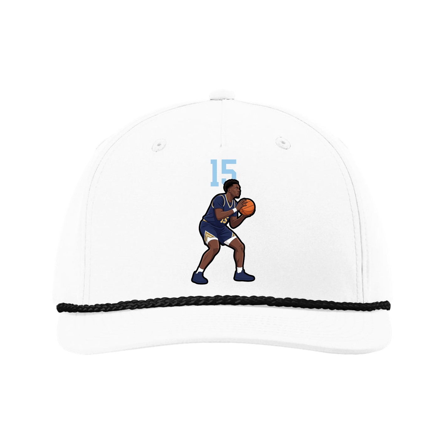 Five-Panel Classic Rope Cap — Number Top in White