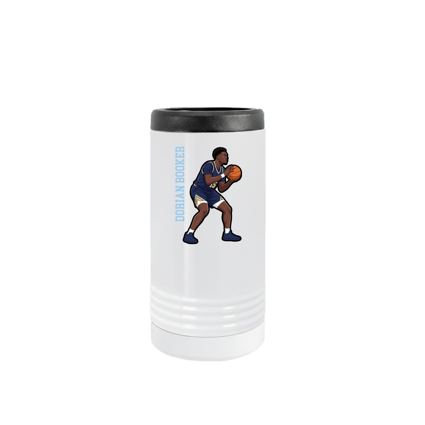 Slim Beverage Holder — Name Vertical in White