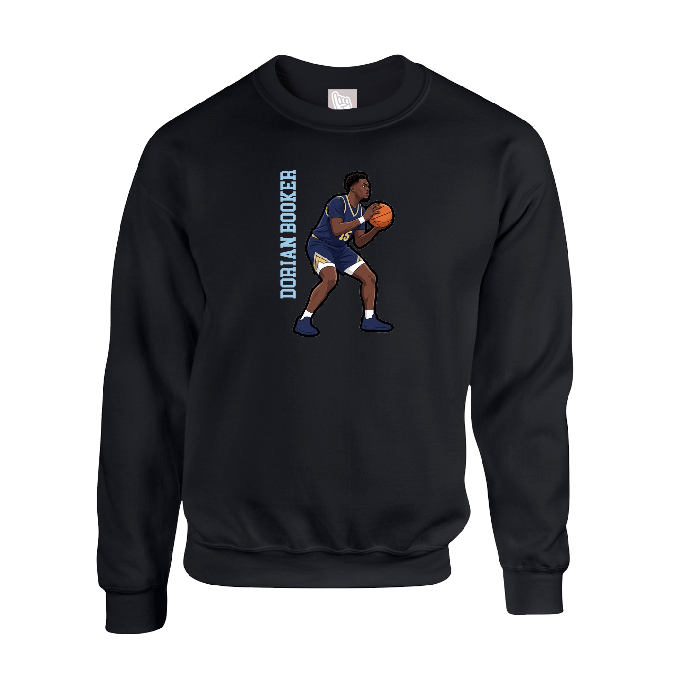Fleece Crew — Name Vertical in Black