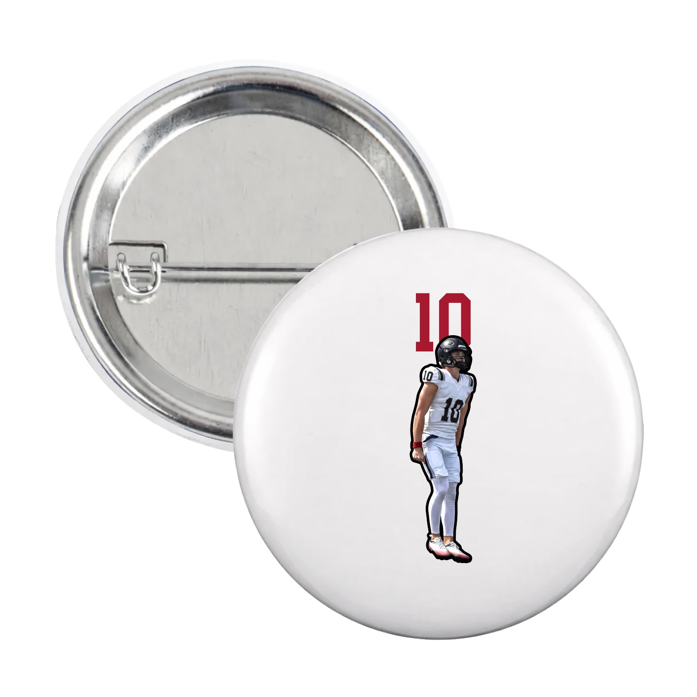 Game Day Button — Number Top in White