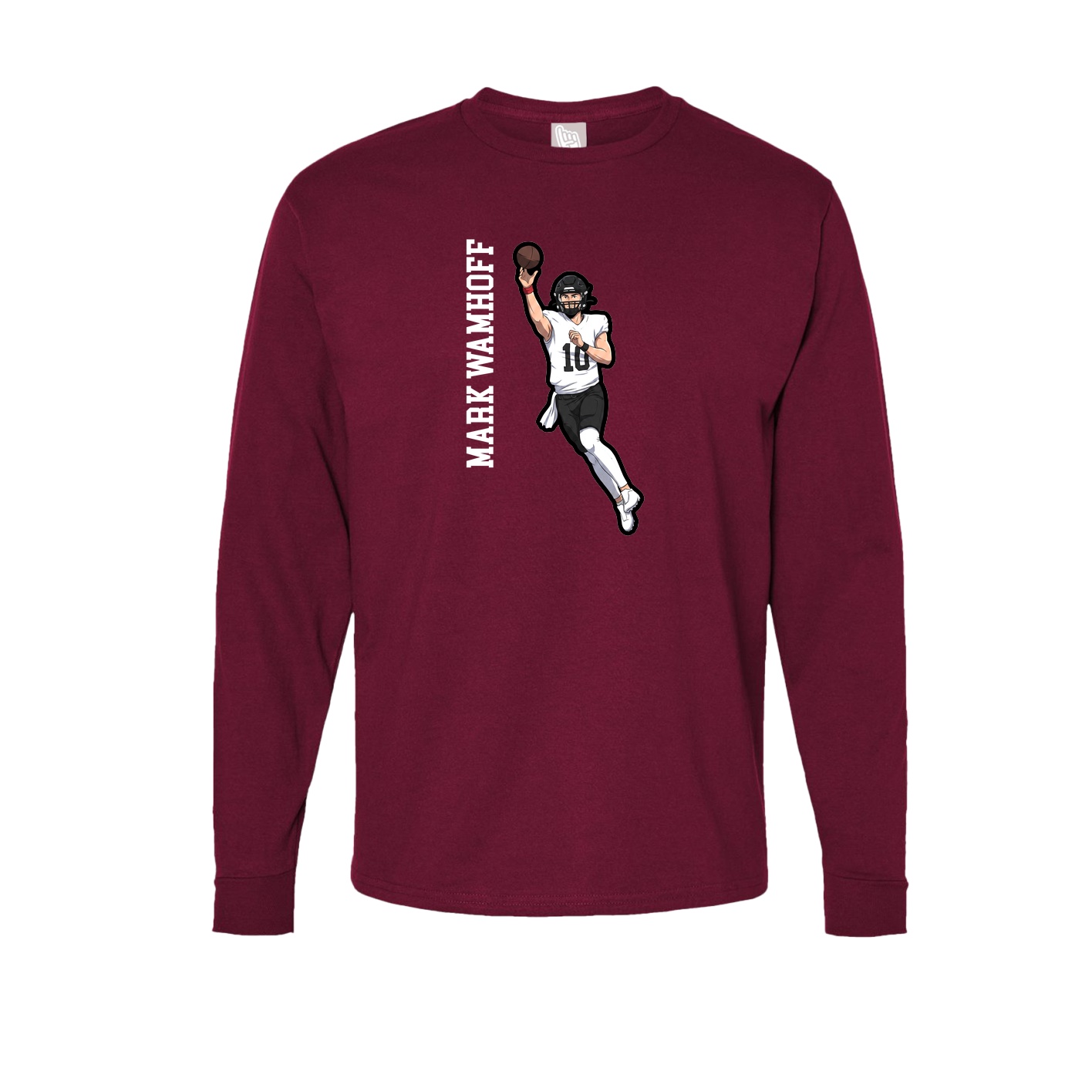 Long Sleeve Tee — Name Vertical in Cardinal