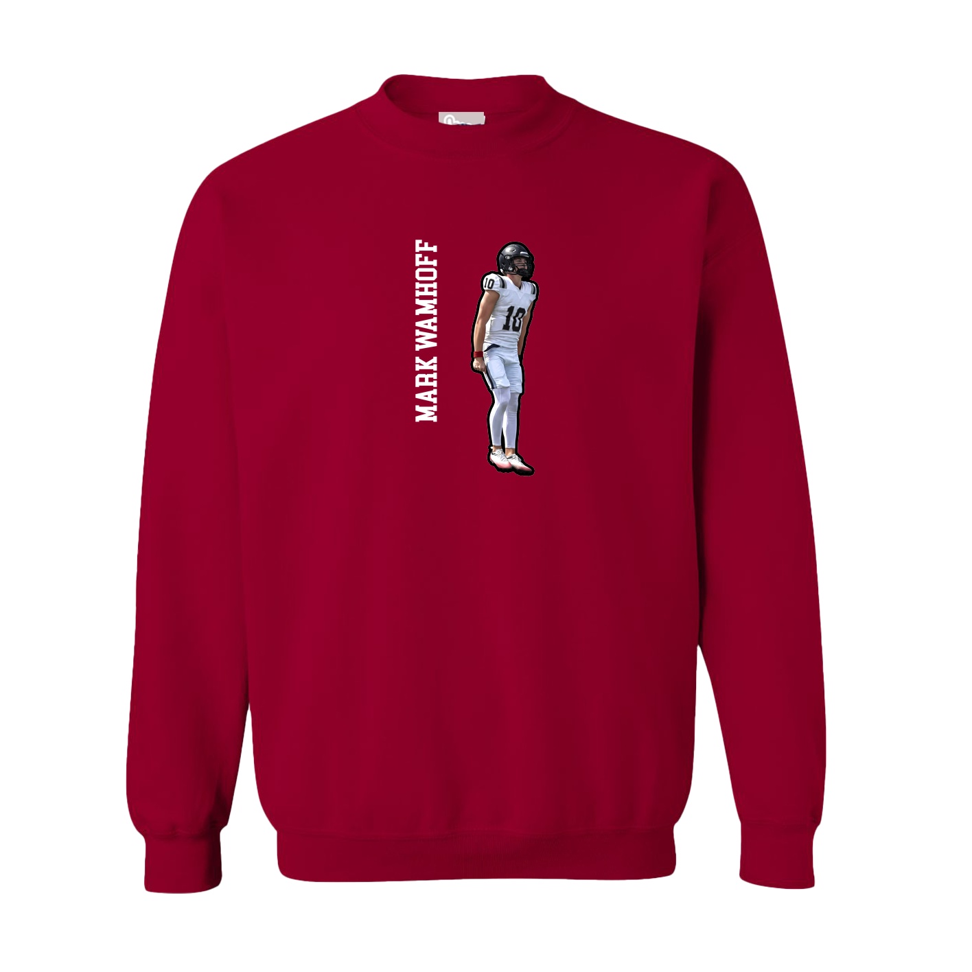 Fleece Crew — Name Vertical in Cardinal
