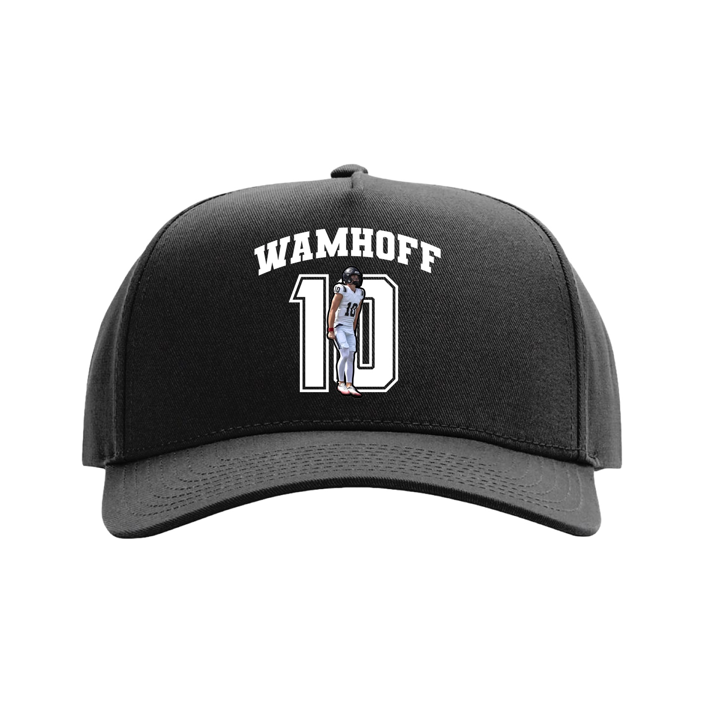 Full Fabric Five-Panel Champ Cap — Number in Black