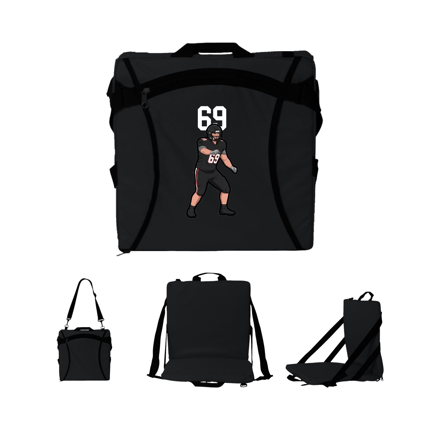 Folding Stadium Seat — Number Top in Black
