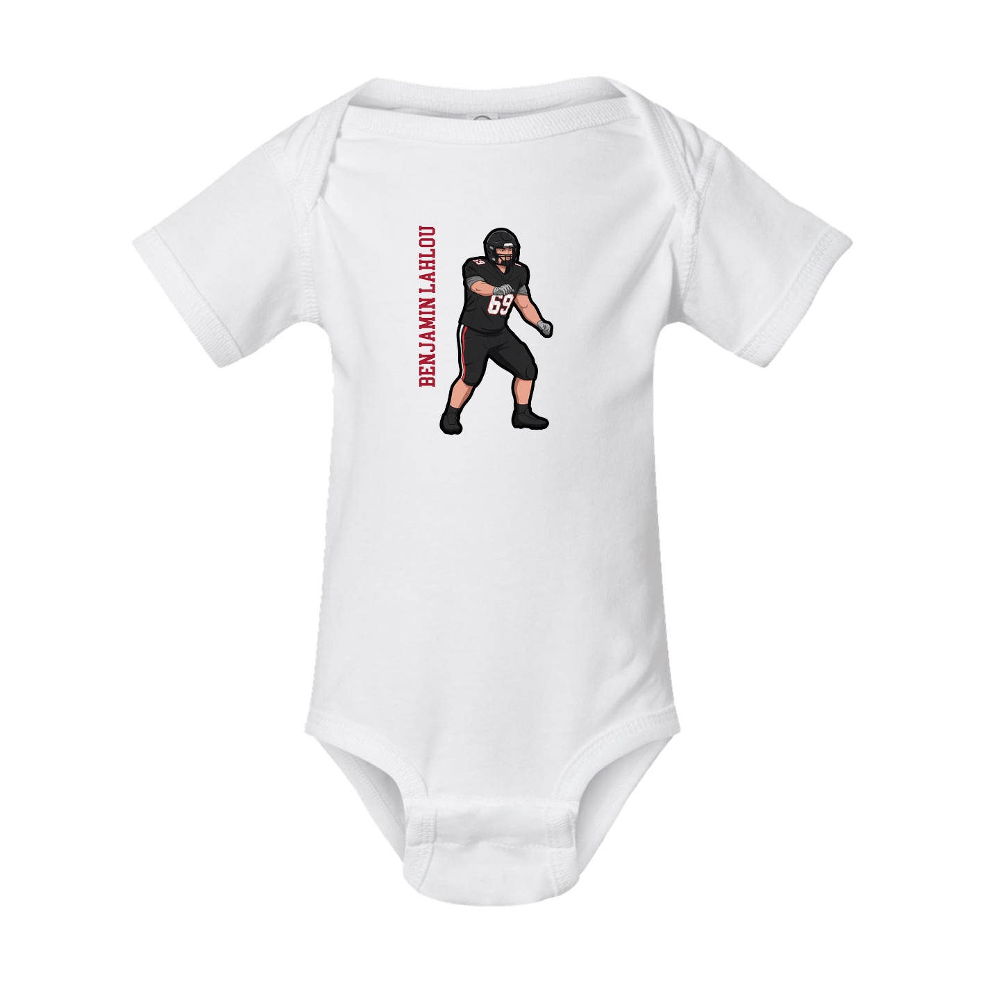 Baby Onesie — Name Vertical in White
