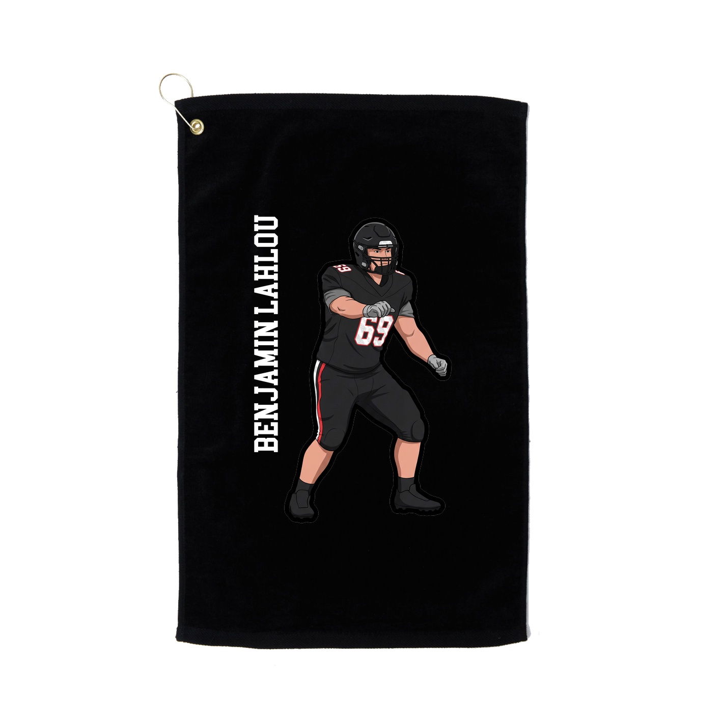 Golf Towel — Name Vertical in Black