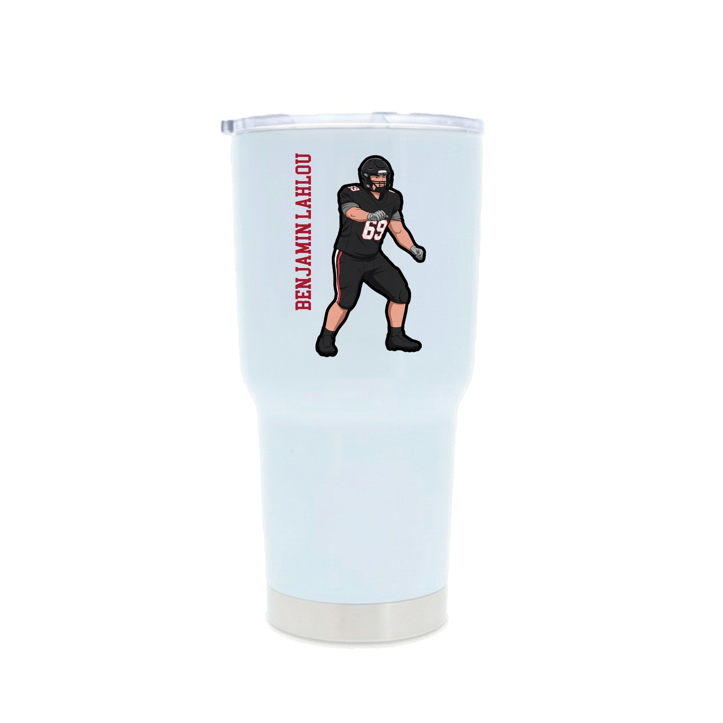 30oz Stainless Steel Tumbler — Name Vertical in White