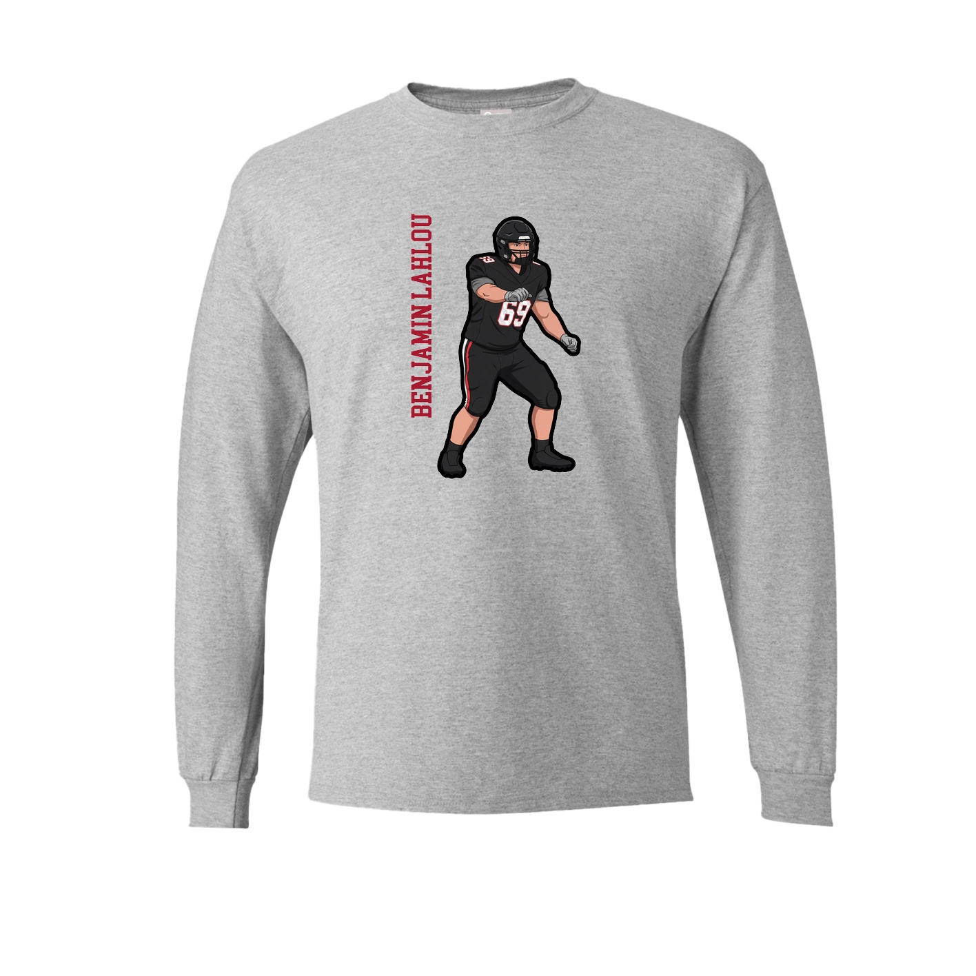 Long Sleeve Tee — Name Vertical in Grey