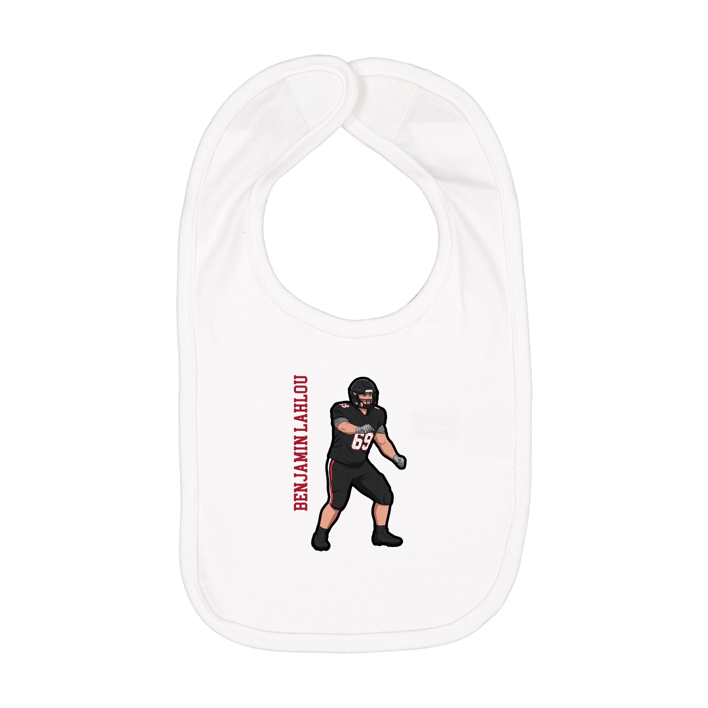 Infant Bib — Name Vertical in White