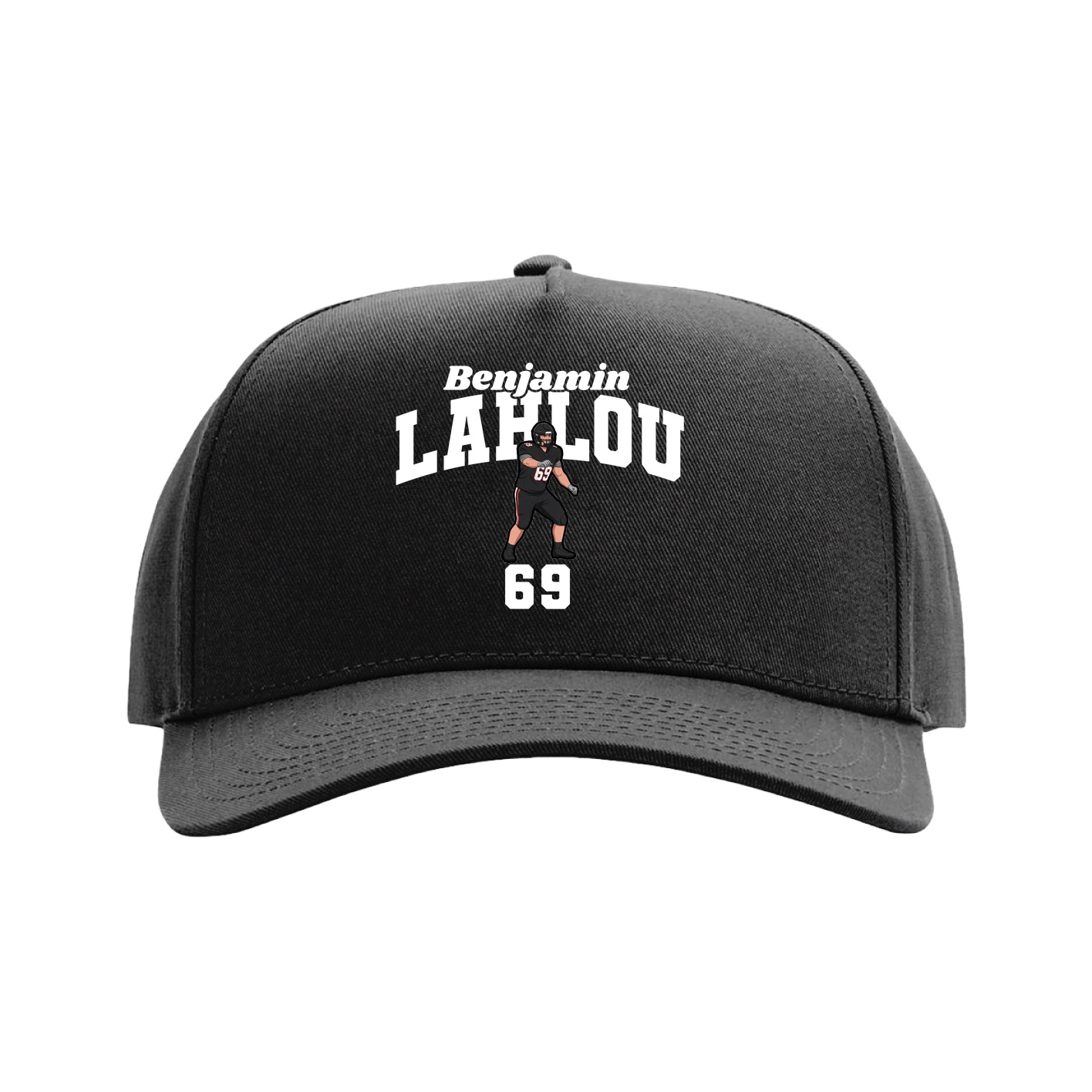 Full Fabric Five-Panel Champ Cap — Signature Arch in Black
