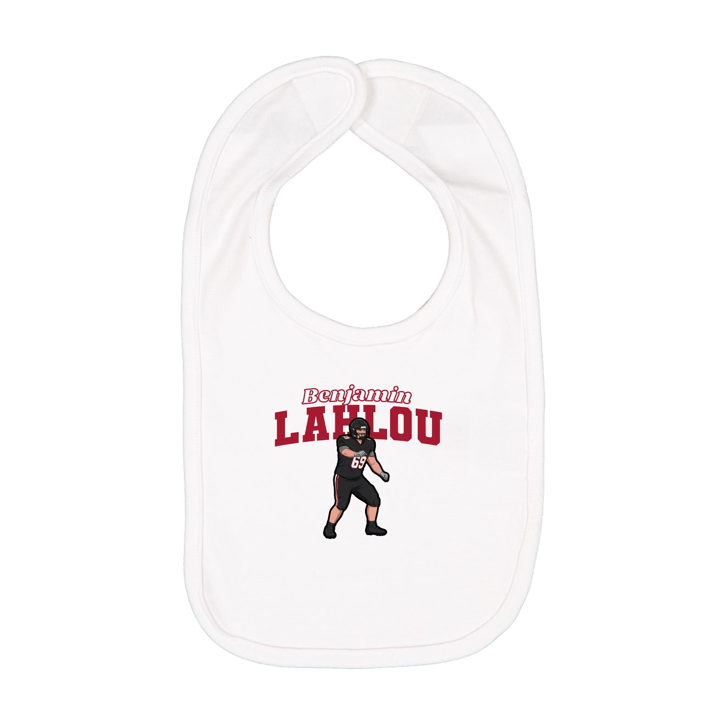 Infant Bib — Name Arch in White