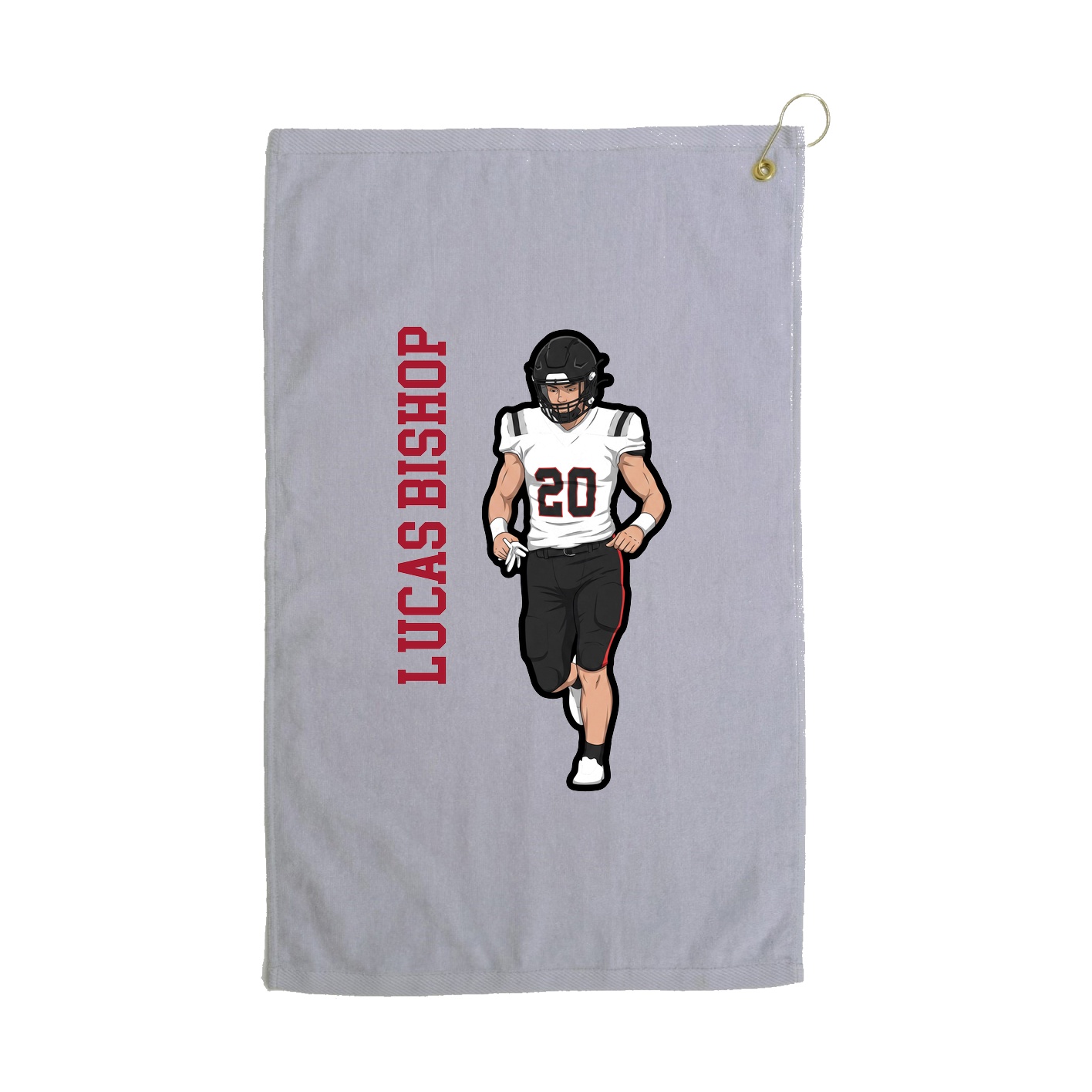 Golf Towel — Name Vertical in Grey