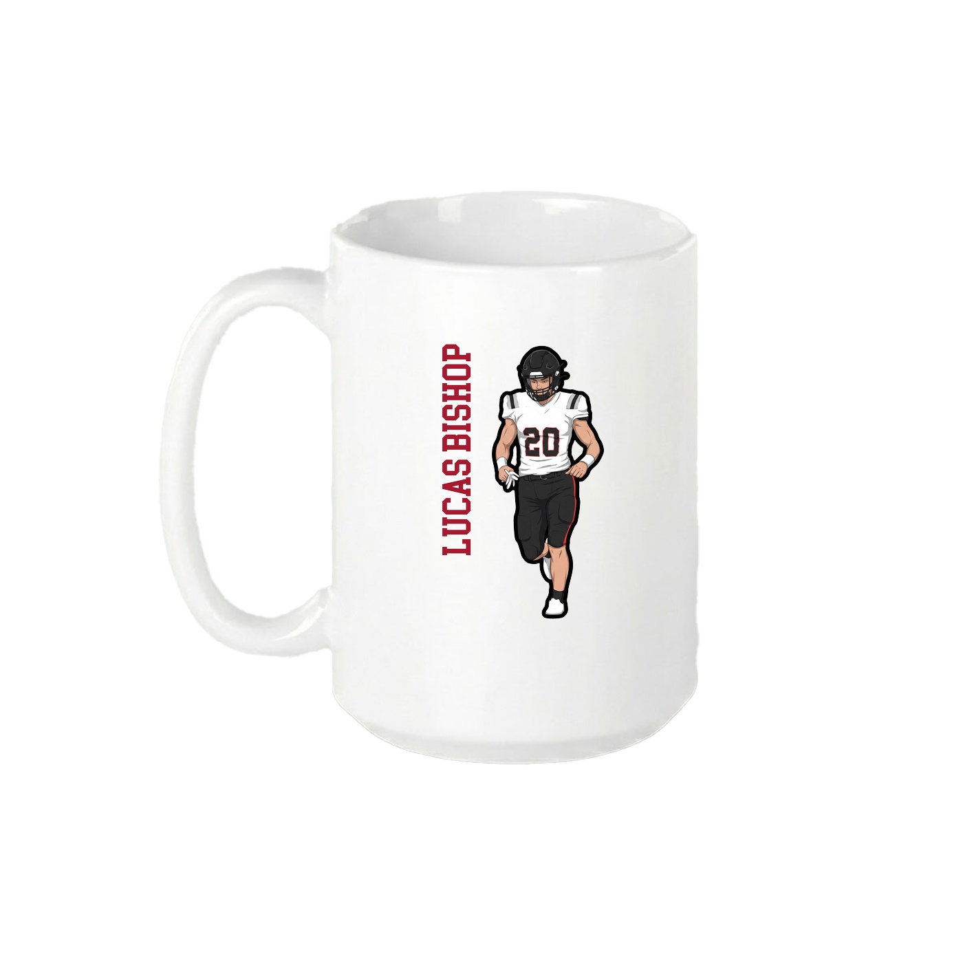 15oz Coffee Mug — Name Vertical in White