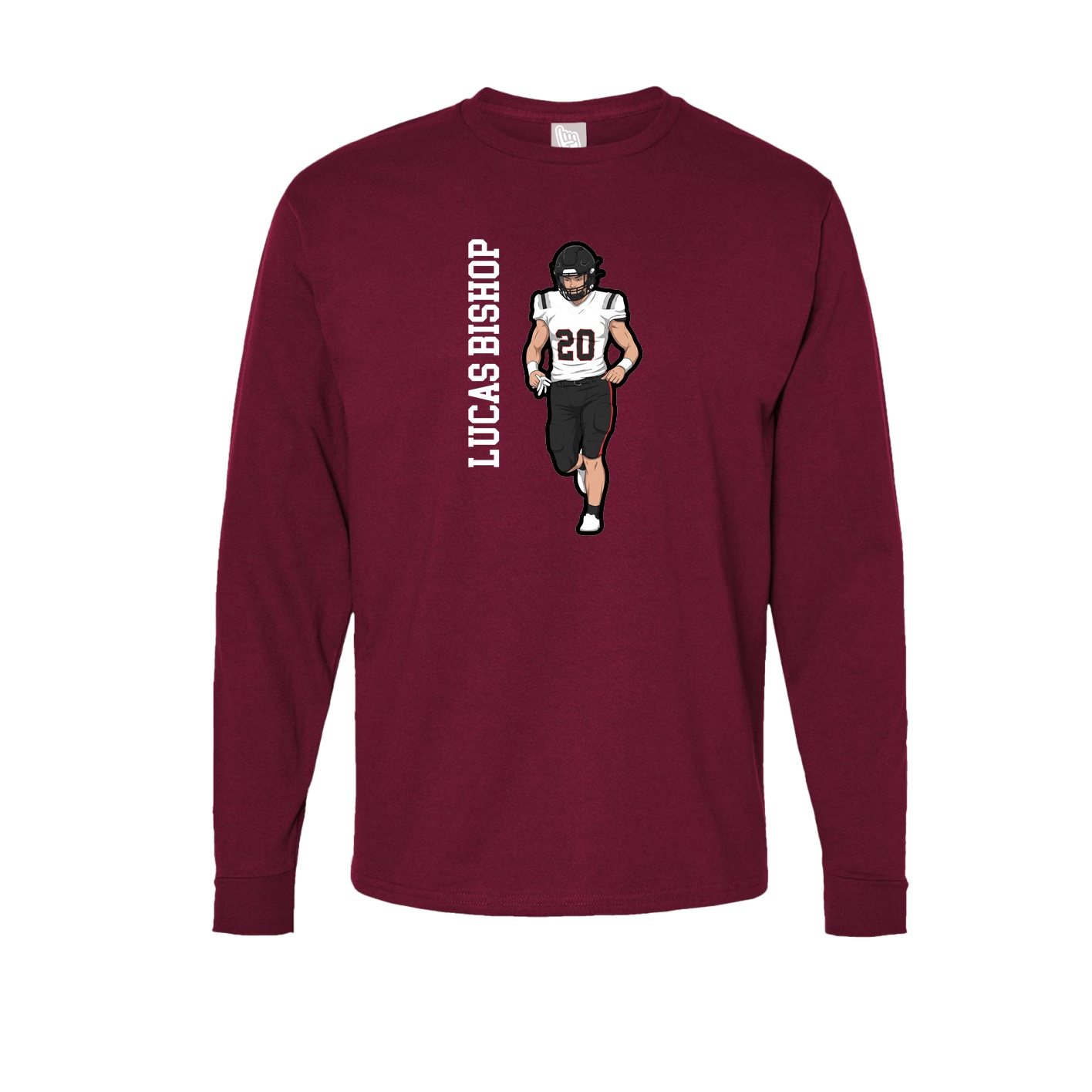 Long Sleeve Tee — Name Vertical in Cardinal